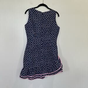 Red Valentino Navy And Pink Polka Dot‎ Ruffled Dress